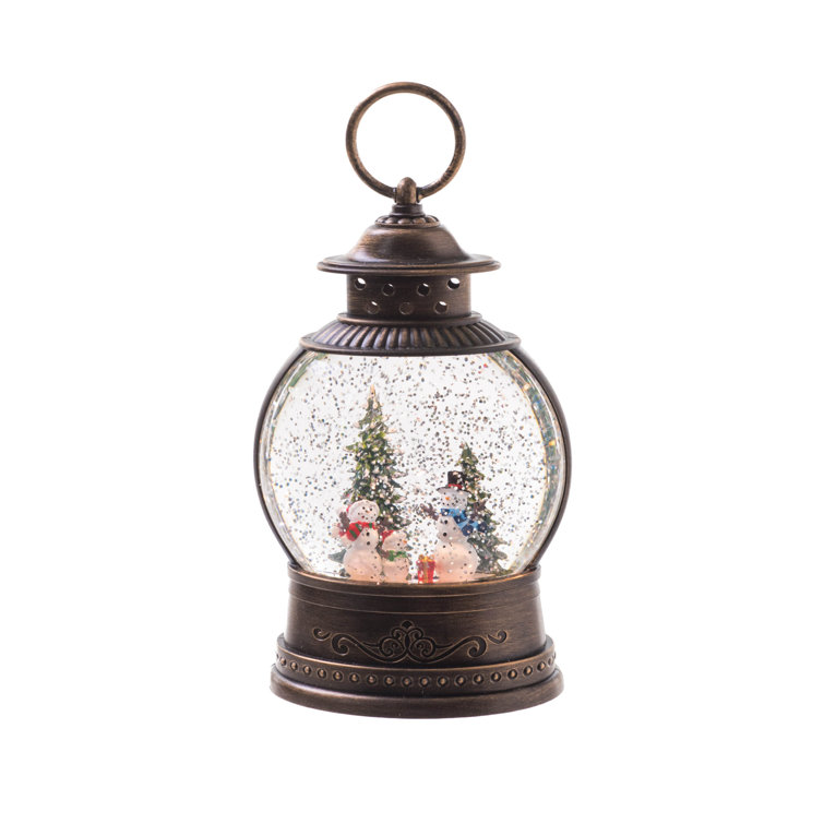 The Holiday Aisle® Brown Plastic Antique Oval Lantern LED Snow Globe